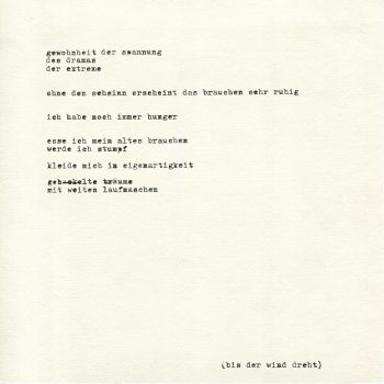 2014 | Bis der Wind dreht | typewriter on paper | 20 x 20 cm