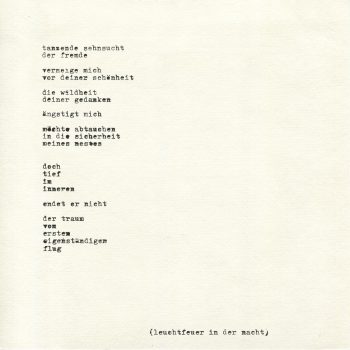 2014 | Leuchtfeuer in der Nacht | typewriter on paper | 20 x 20 cm