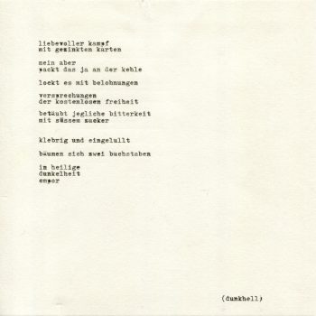 2014 | Dunkhell | typewriter on paper | 20 x 20 cm