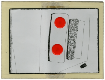 2010 | Imagine I am here facing myself | mixed techniques on book cover | 26 x 19 cm